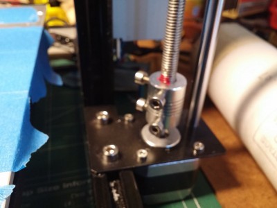 Z-axis rod properly inserted into motor coupling